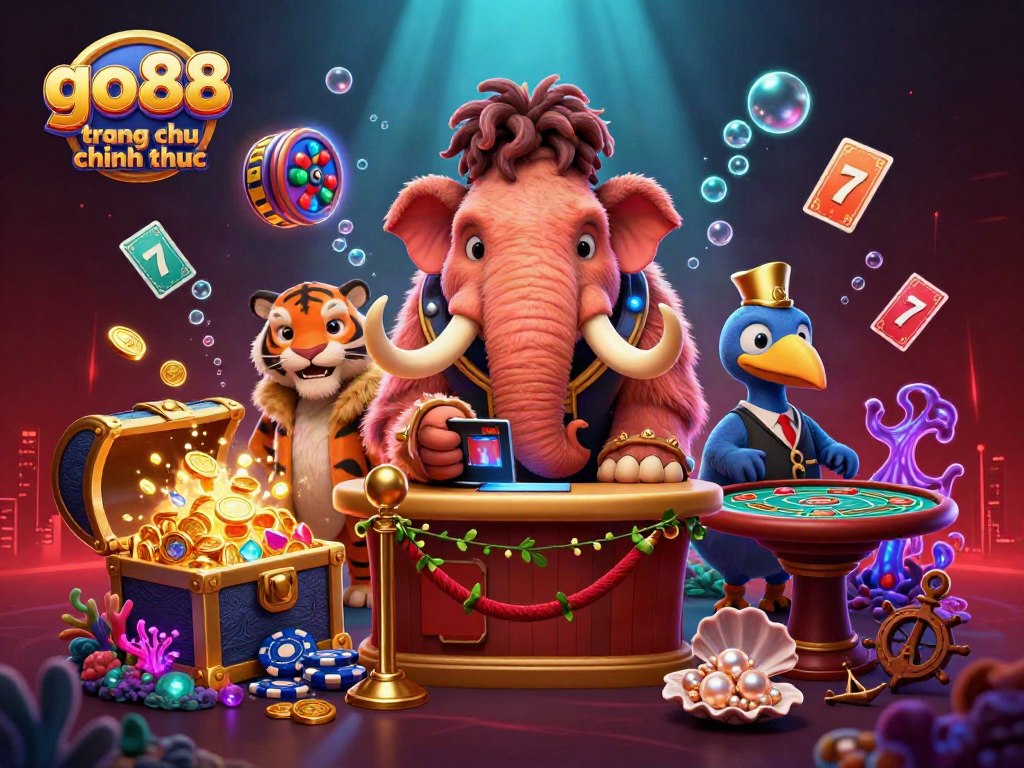 Engage with go88 trang chu chinh thuc in vibrant 3D casino illustration featuring dynamic characters and elements.