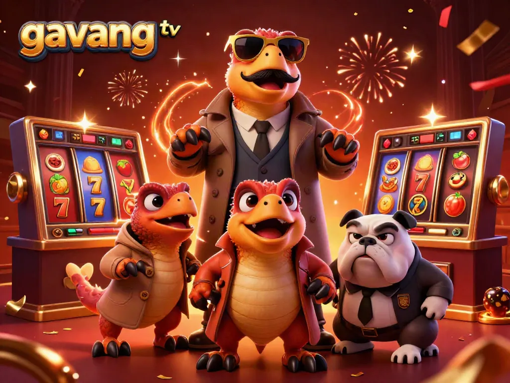 Spin the reels and win big with gavang tv in this vibrant casino scene featuring raptors.