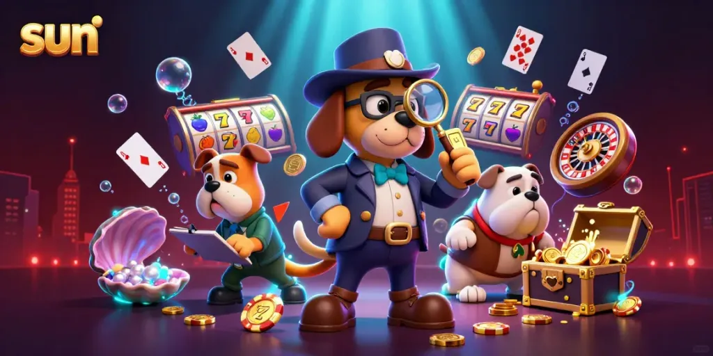 Unlock thrilling casino adventures with the sun-themed detective analyzing poker clues.