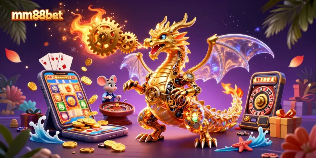 Engage in thrilling gaming experiences at mm88bet with dynamic 3D casino illustration.