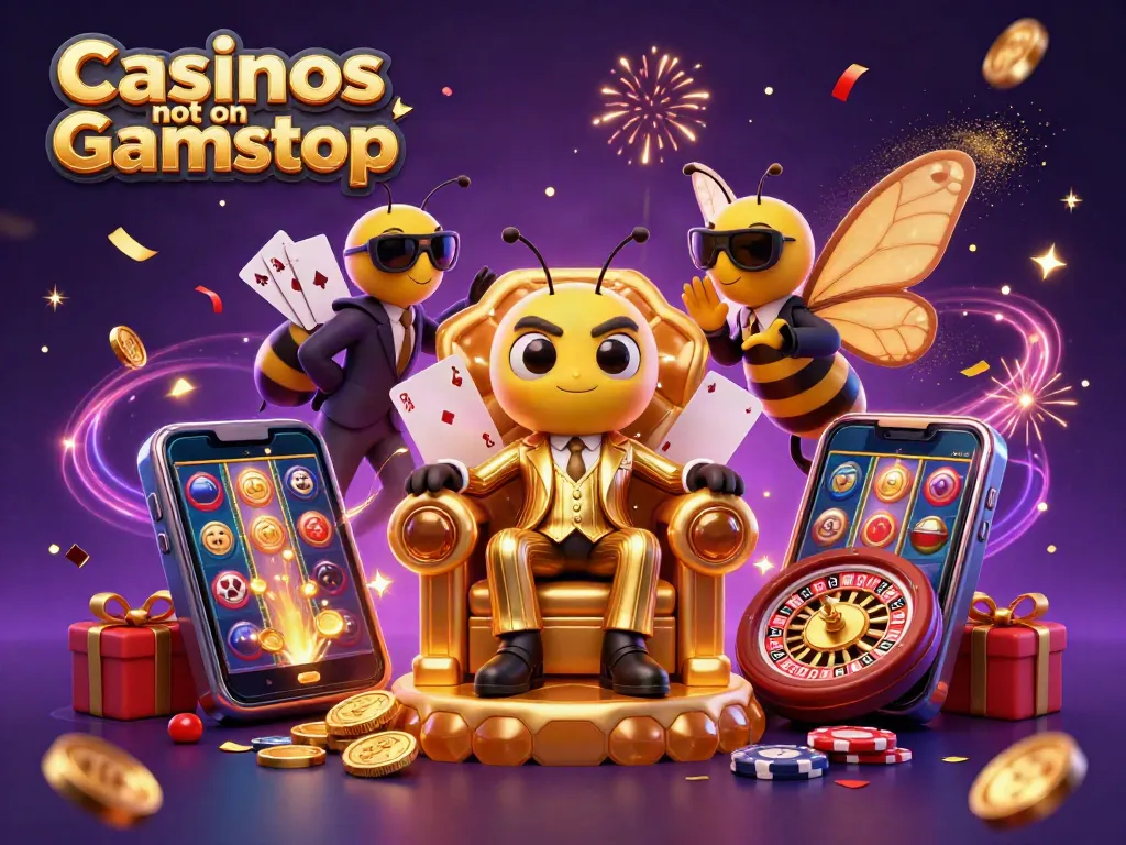 Experience thrilling action at Casinos not on Gamstop with an energetic casino-themed 3D scene.