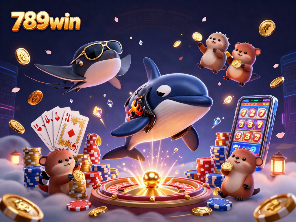 Experience vibrant casino action with 789win featuring orca, stingray, and otters in dynamic scene.