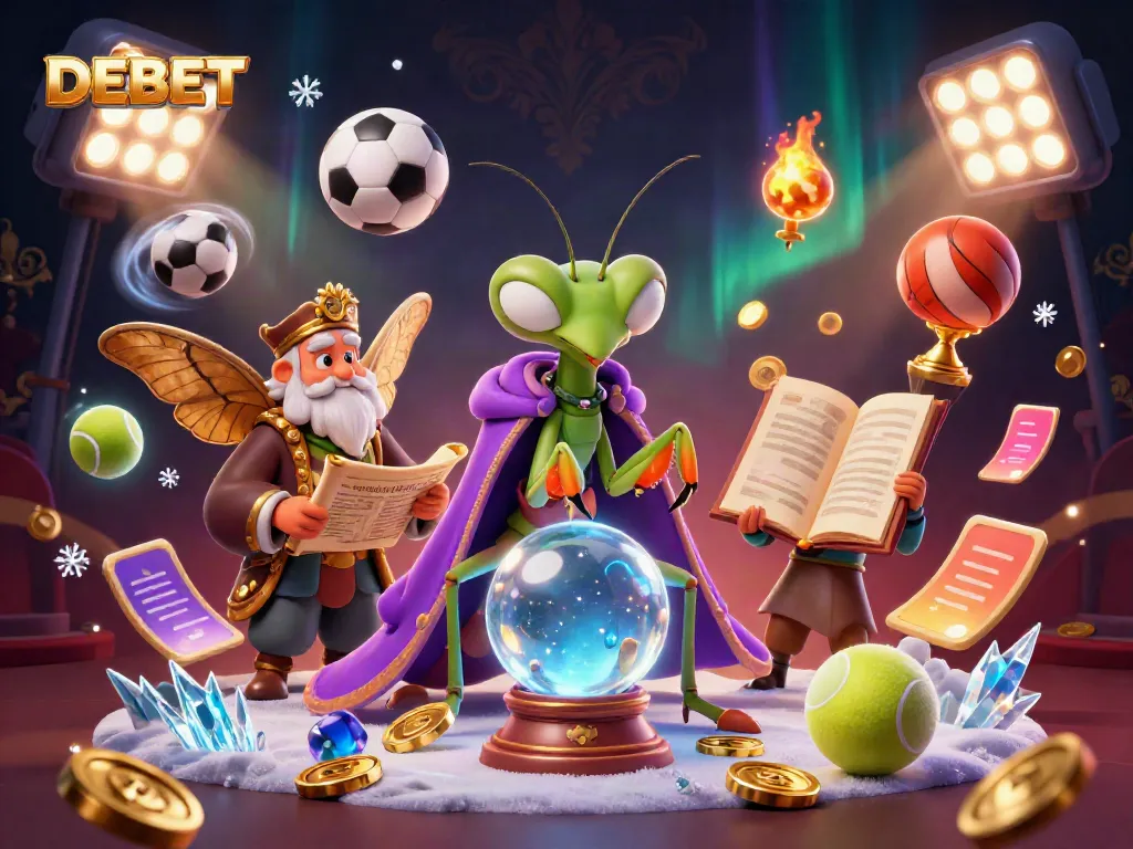 Engage in sports betting action with DEBET's thrilling gaming environment featuring vibrant cartoon characters!