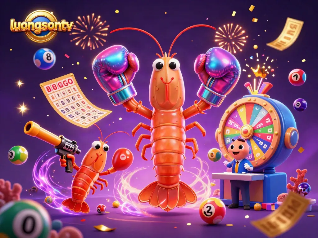 Engage with exciting games on luongsontv, featuring vibrant lottery elements and animated characters in action.