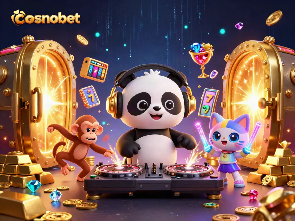 Experience the excitement of cosmobet with a vibrant casino illustration bursting with energy.