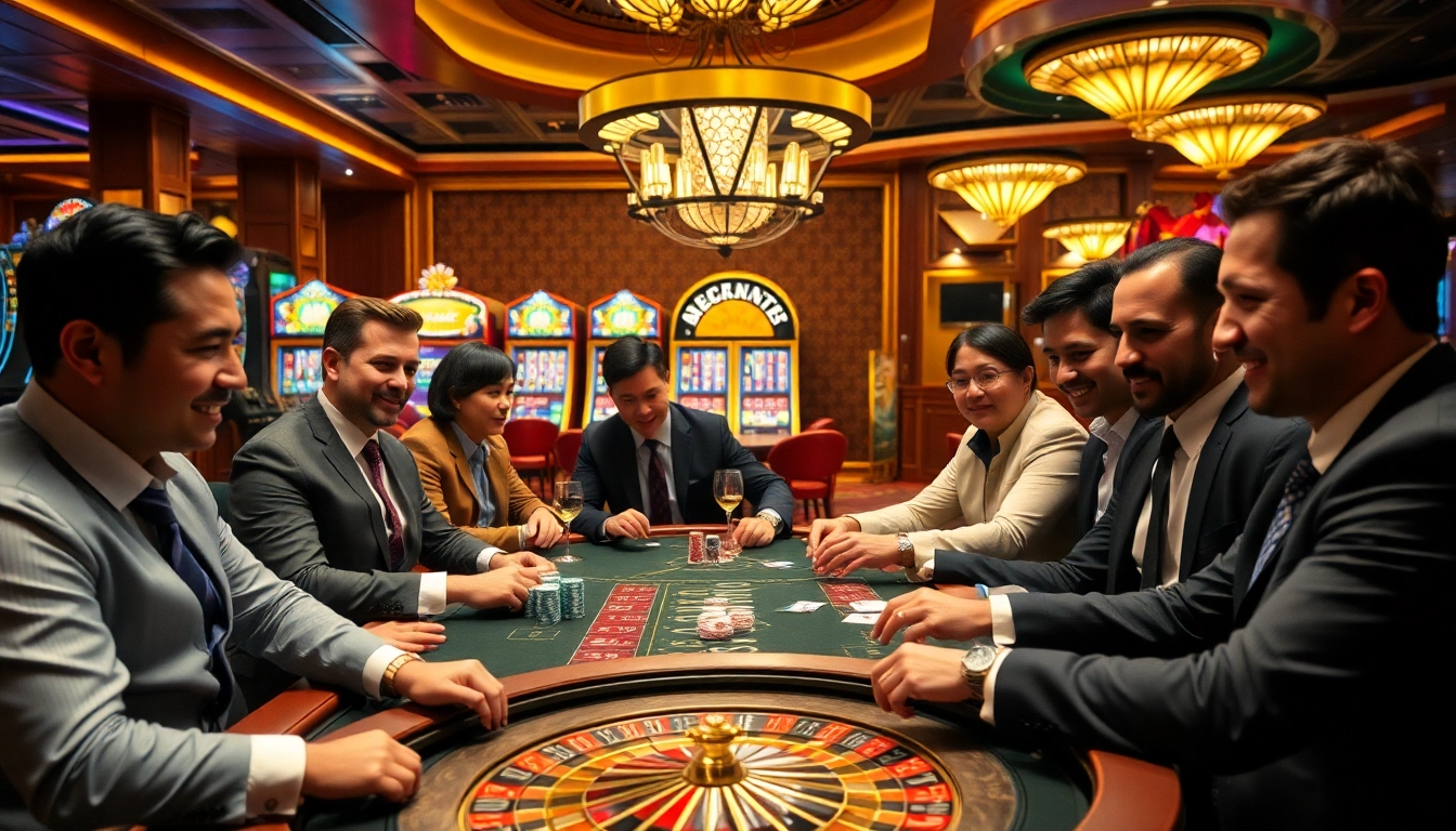 Gamblers engaging in a strategic poker game at a luxurious casino table, showcasing Go8 excellence in gaming.