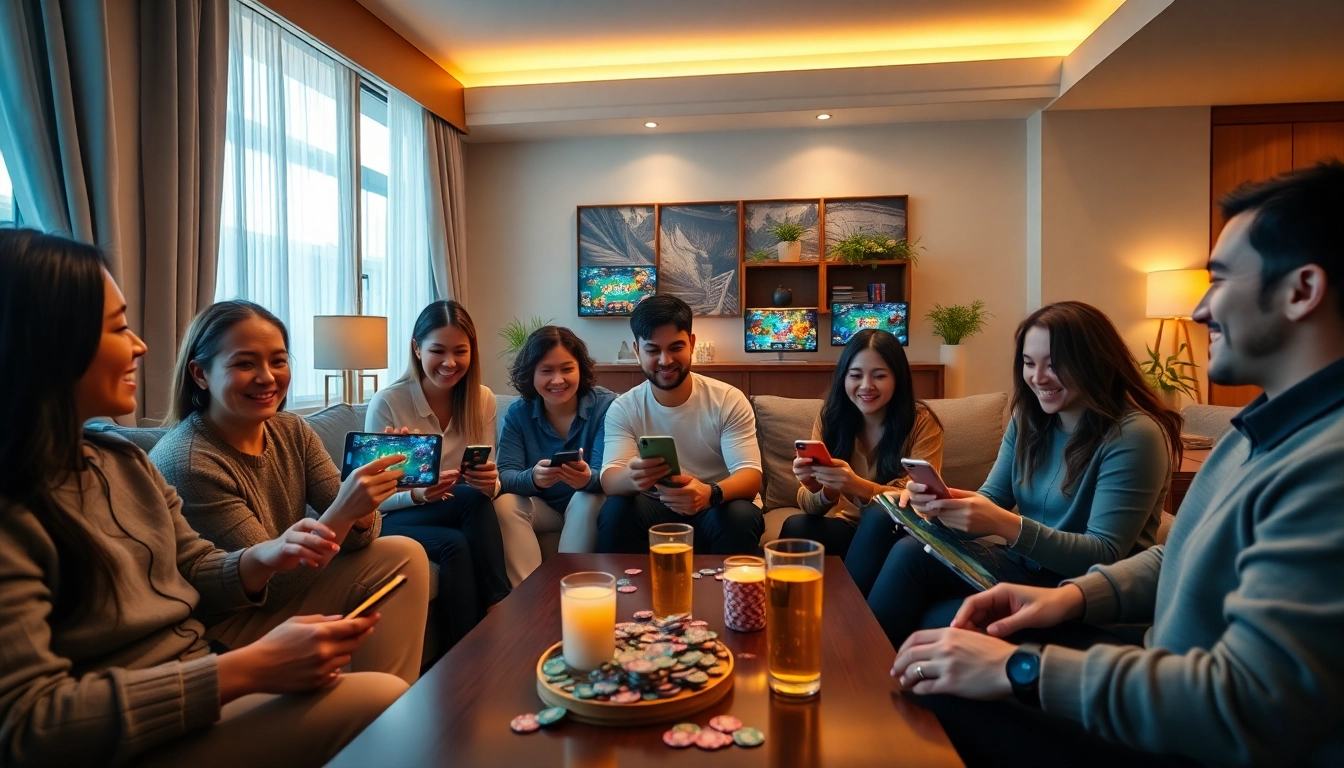 Exciting online gaming moment at home with gamebaidoithuong.com.vc featured on devices.