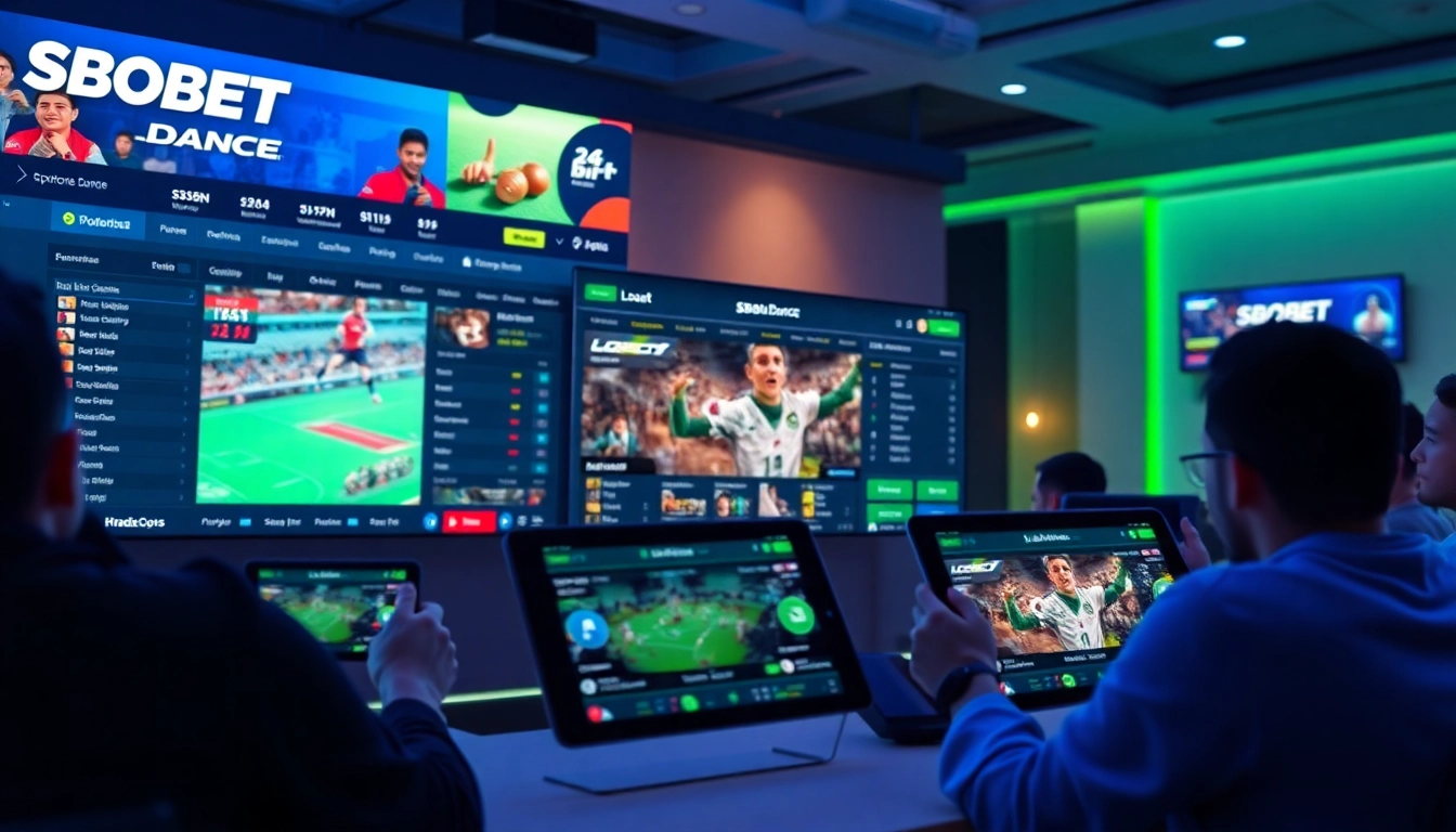 SBOBET.dance online betting platform showcasing vibrant gaming options on digital devices.