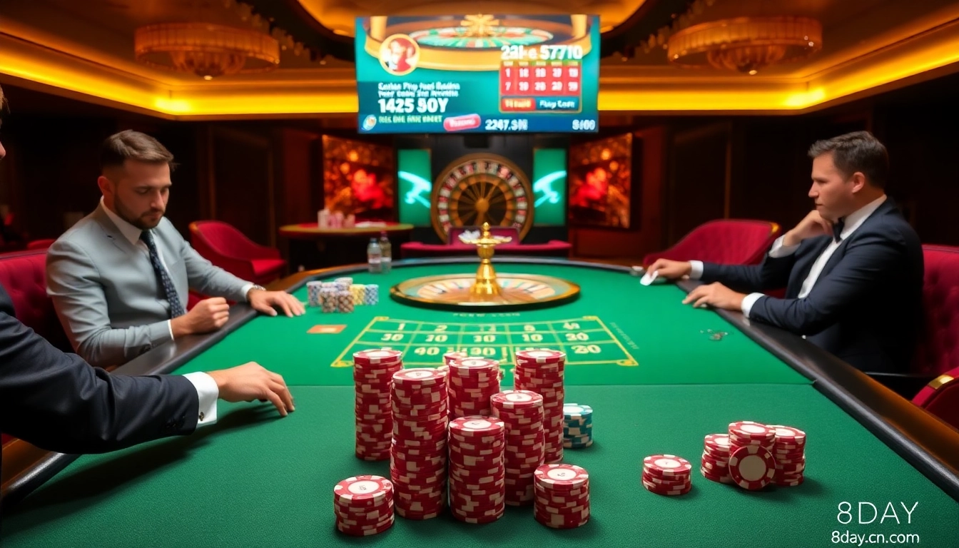 Engage in exhilarating gameplay at 8day.cn.com with poker tables and vibrant casino atmosphere.