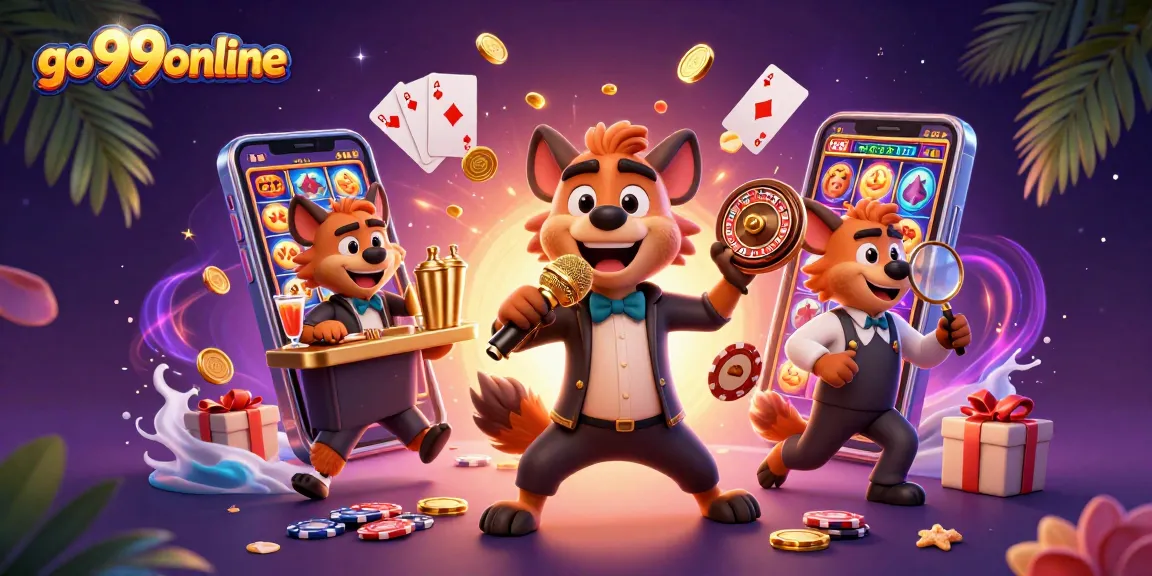 Experience the thrill of gaming at go99online with our vibrant 3D casino scene, showcasing fun and action.