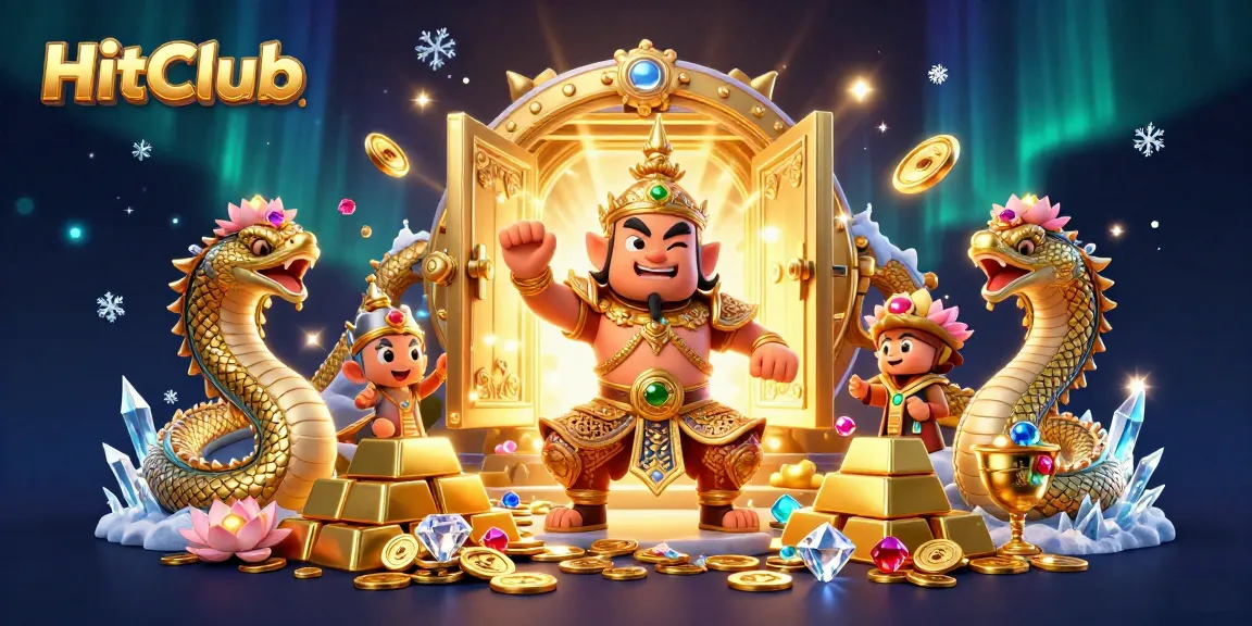 Experience HitClub's exhilarating gameplay amidst dazzling treasures and enchanting guardians in a vibrant 3D illustration.