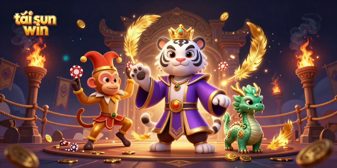 Experience exciting gameplay with tải sun win, featuring a vibrant scene of a tiger, monkey, and jade dragon.