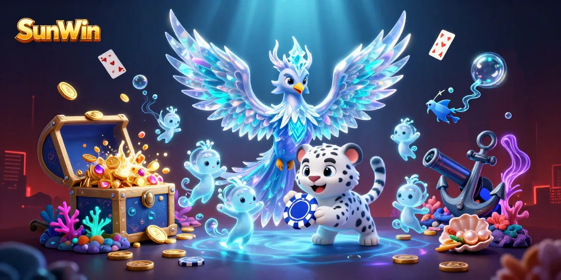 Experience thrilling gaming with SunWin’s vibrant 3D casino elements and energetic characters.